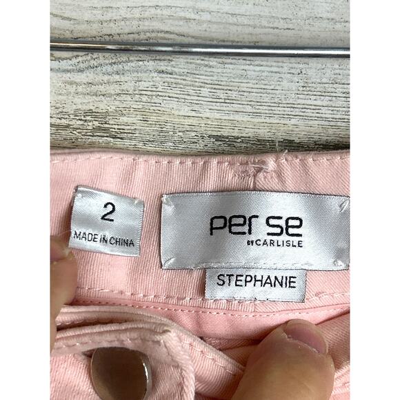 Per Se by Carlisle womens 2/4 Stephanie pink denim cutout Pant Jacket set NEW - Picture 6 of 13